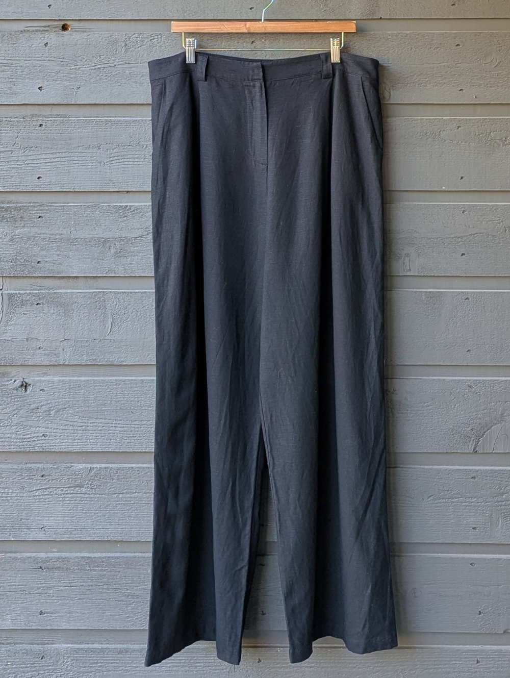 Lioness La Quinta Pants Black Wide-Leg Pants Size XXL Linen Viscose